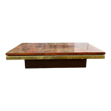Design coffee table in walnut and brass 70 years