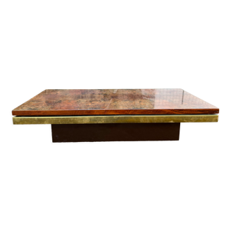 Design coffee table in walnut and brass 70 years