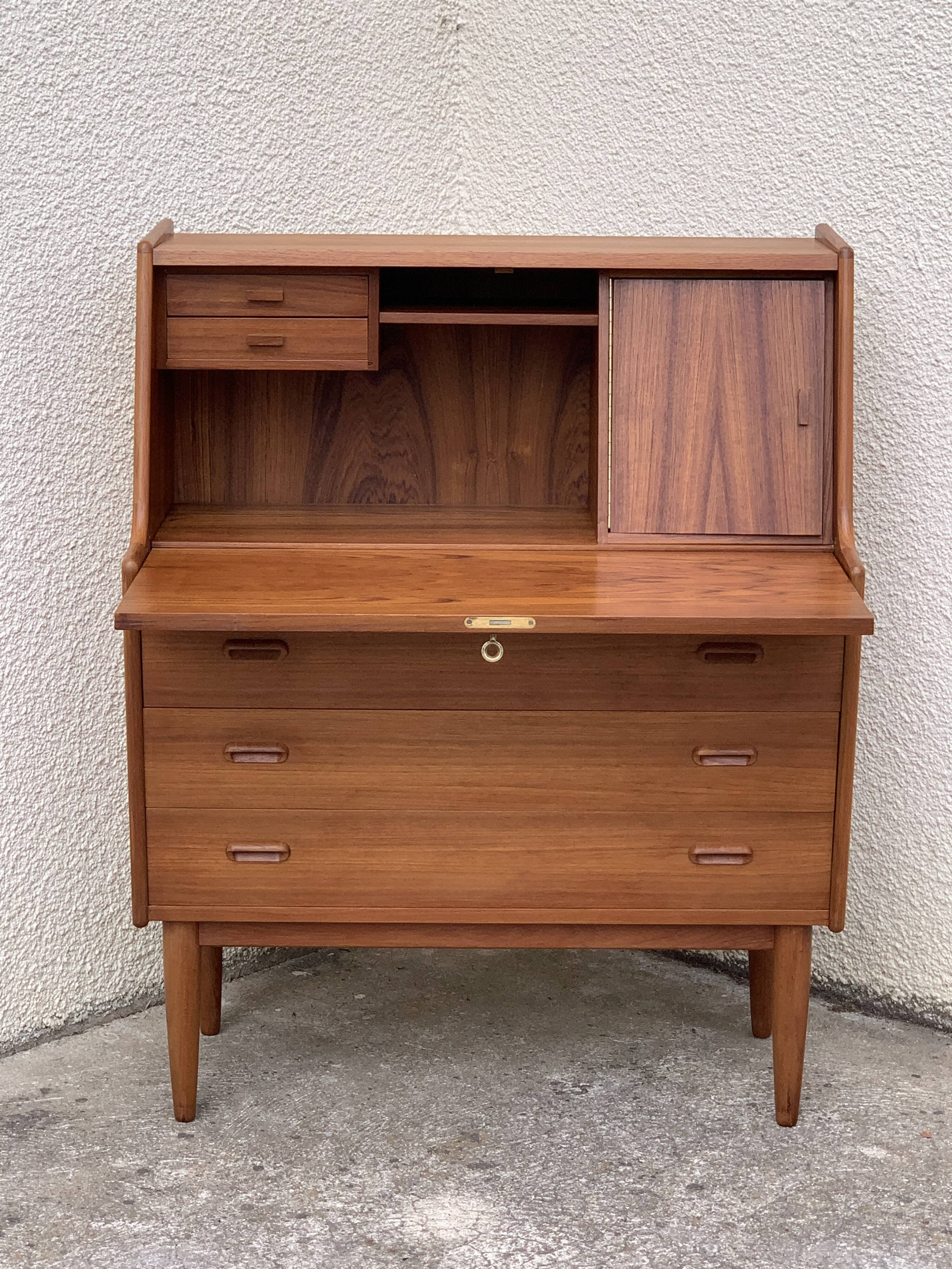 Secretary chest of drawers Teak by Arne Wahl Iversen for Falster Modelfabrik 1960