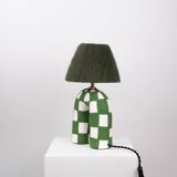 'You' Table Lamp - Green Checkerboard