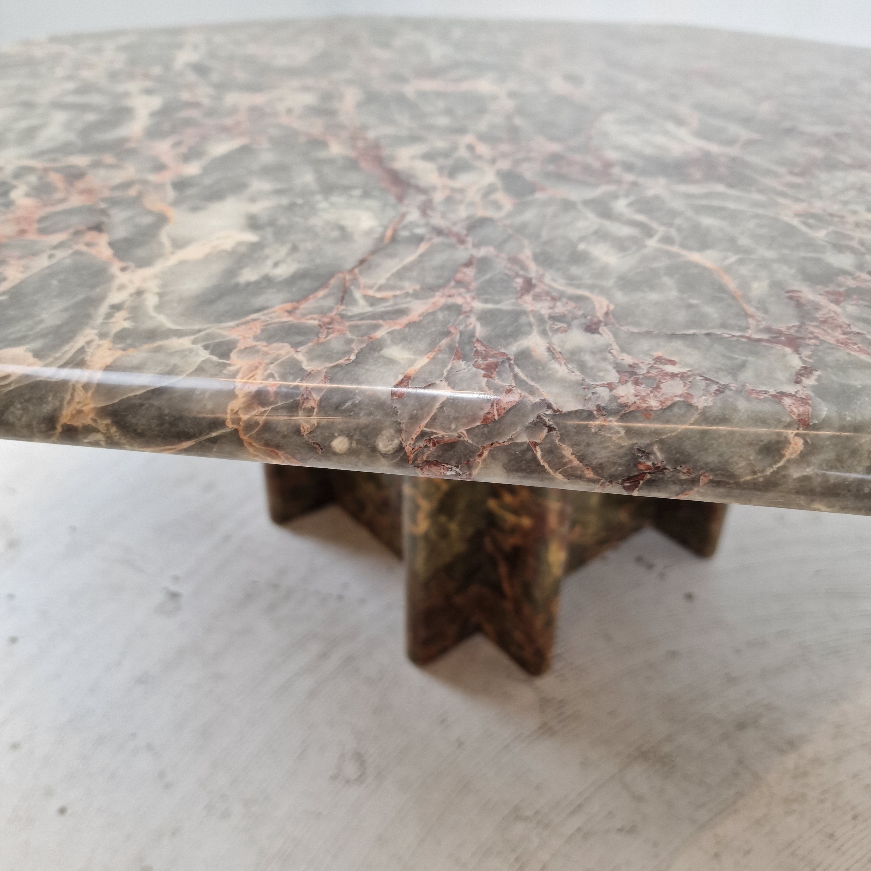 Italian octagon marble coffee table, 1980s