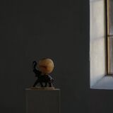 Art Deco Table Lamp, Elephant with Alabaster Globe, Early 20th Century, 1930s