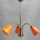 Brass chandelier 3 tulips orange Casimir 1970
