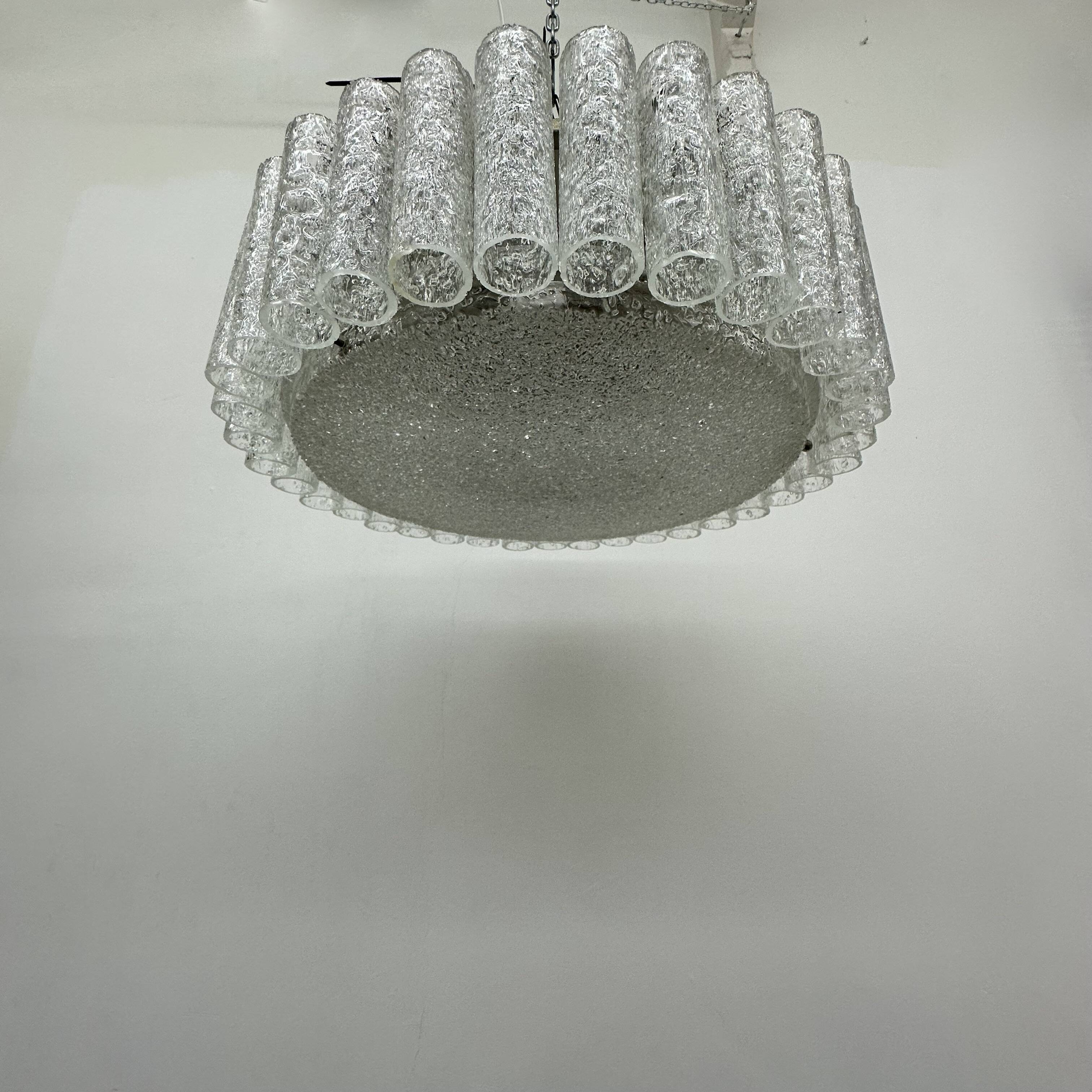 Glass Tubes Chandelier Flush mount from Doria Leuchten, 1960s