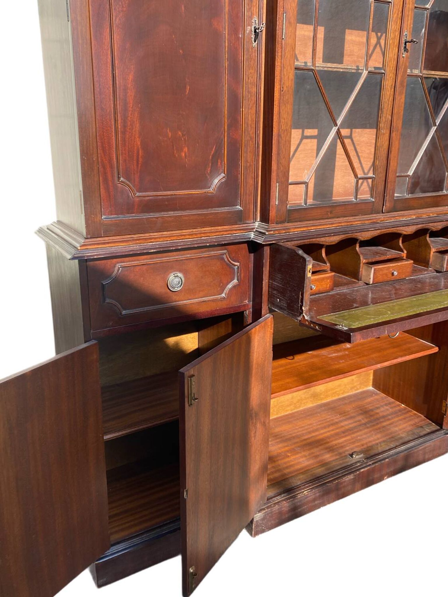 Bibliothèque anglaise secrétaire acajou style victorien