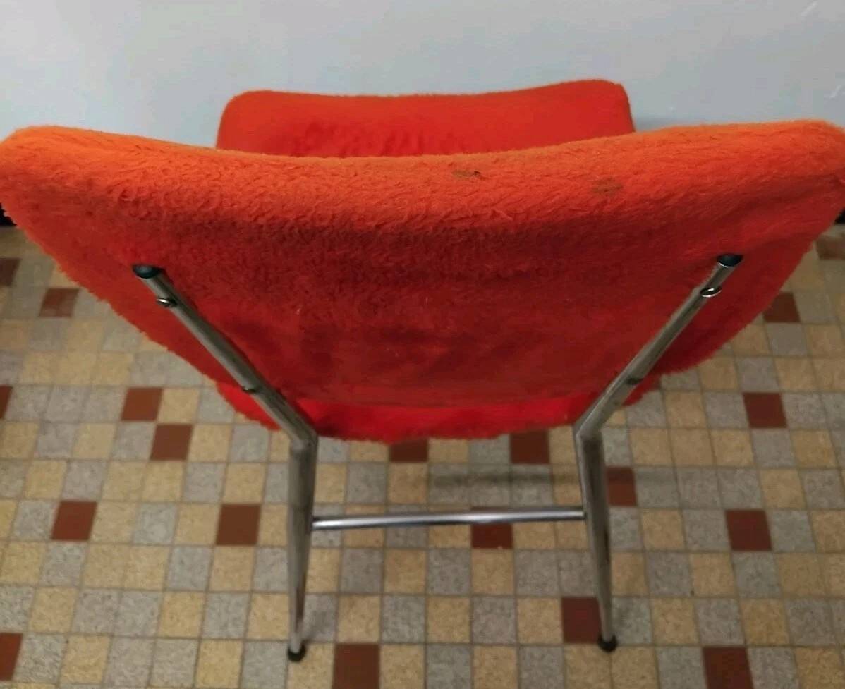 Lot de 4 anciennes chaises en tissus moumoute année 60 vintage