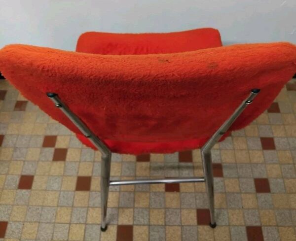Lot de 4 anciennes chaises en tissus moumoute année 60 vintage