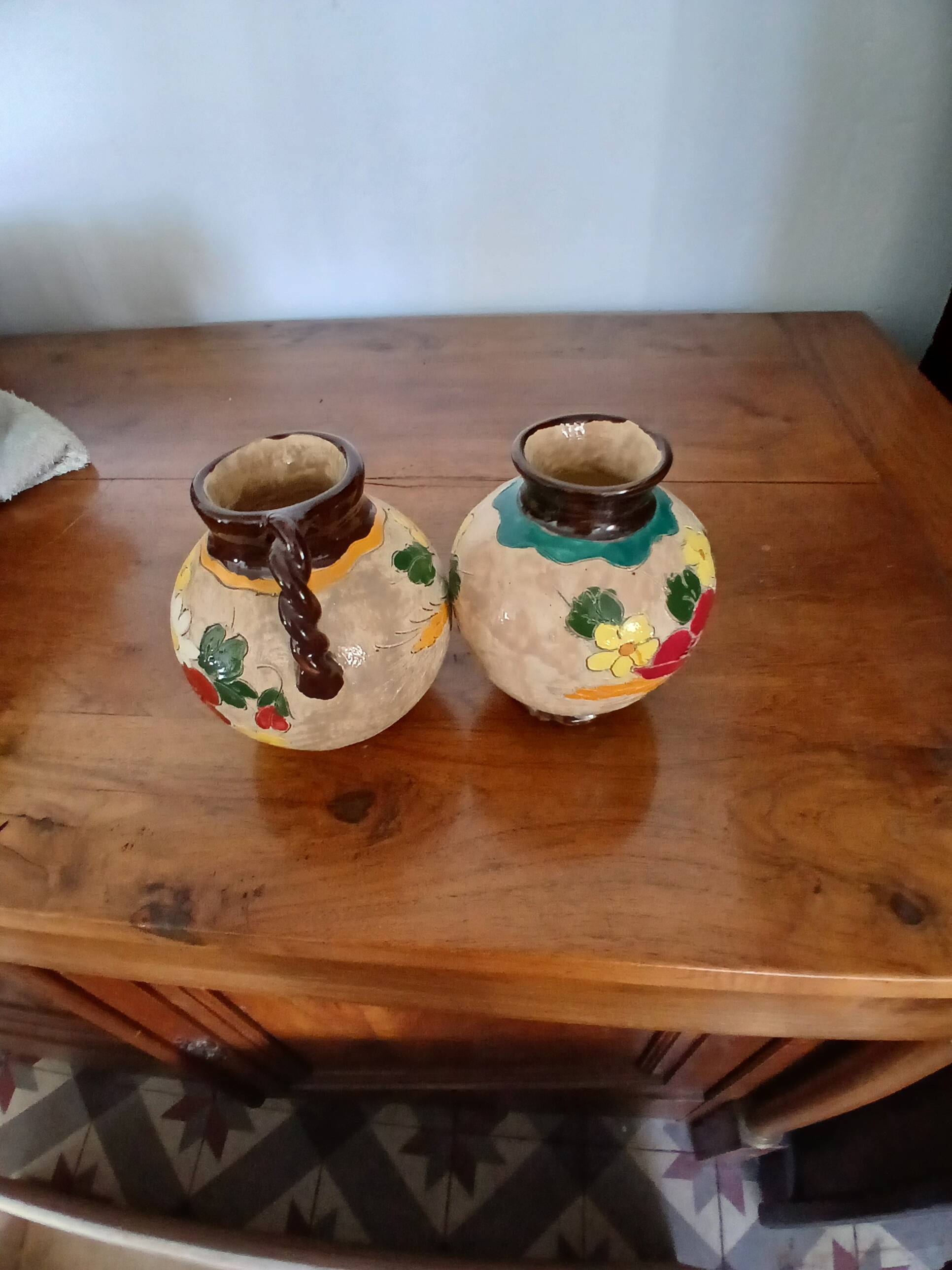 Vase Vallauris Massier with floral patterns,