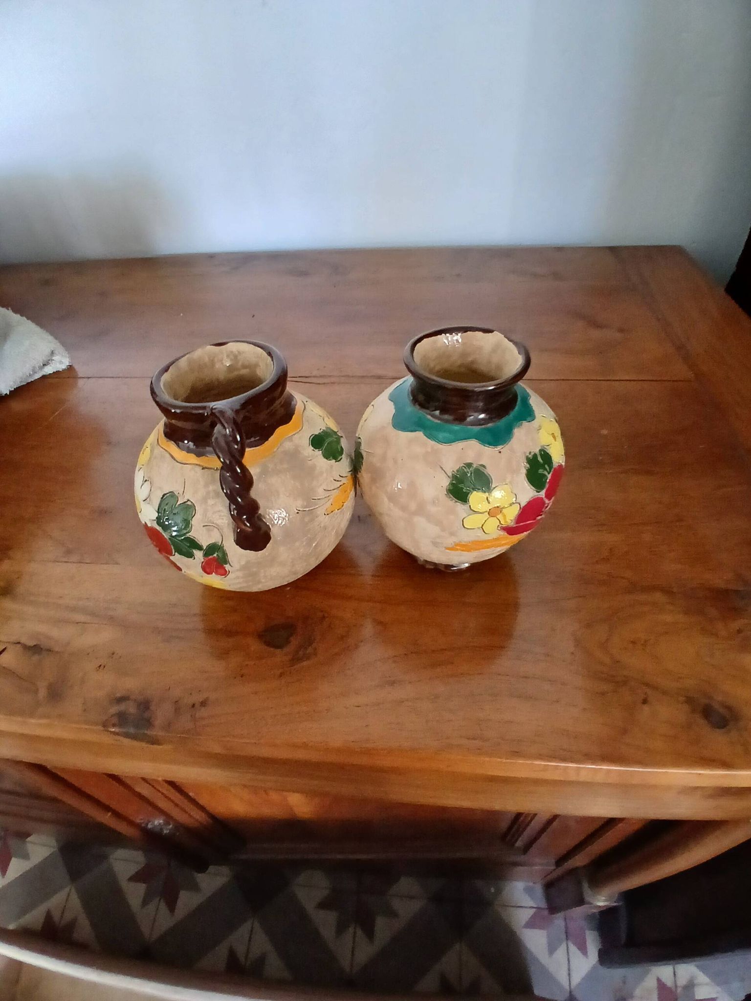 Vase Vallauris Massier with floral patterns,