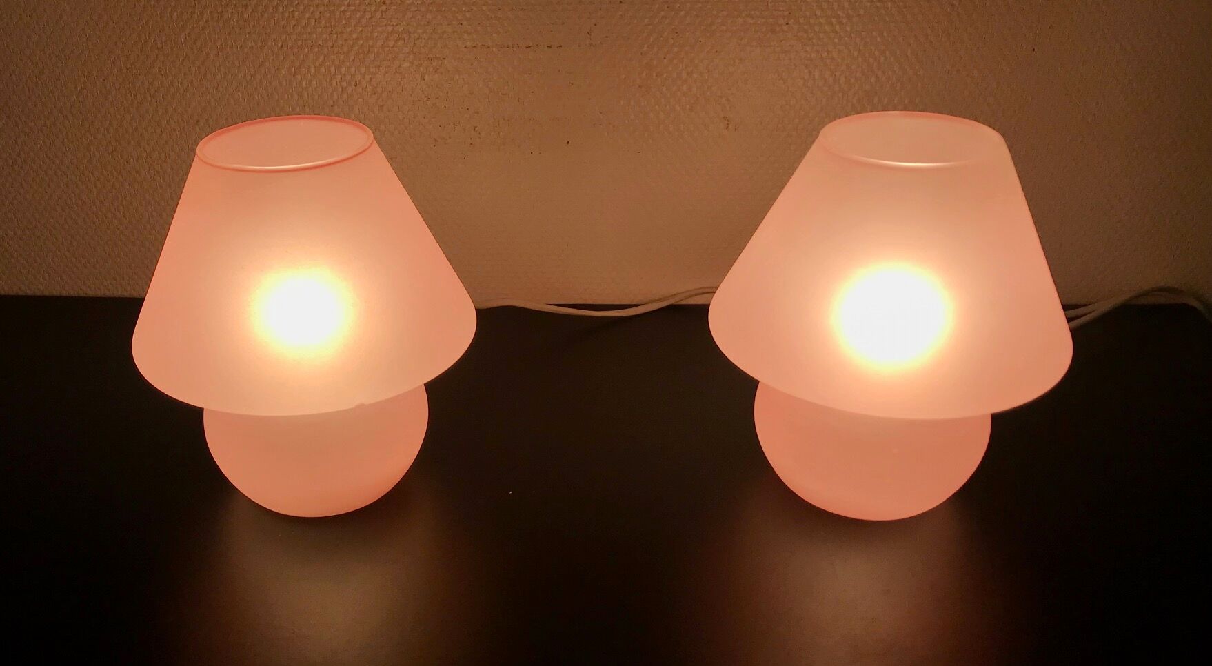 Pair of glass mushroom lamps