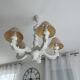 White wooden chandelier 5 branches