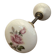 2 Large round porcelain door handles with pink flower decoration diameter