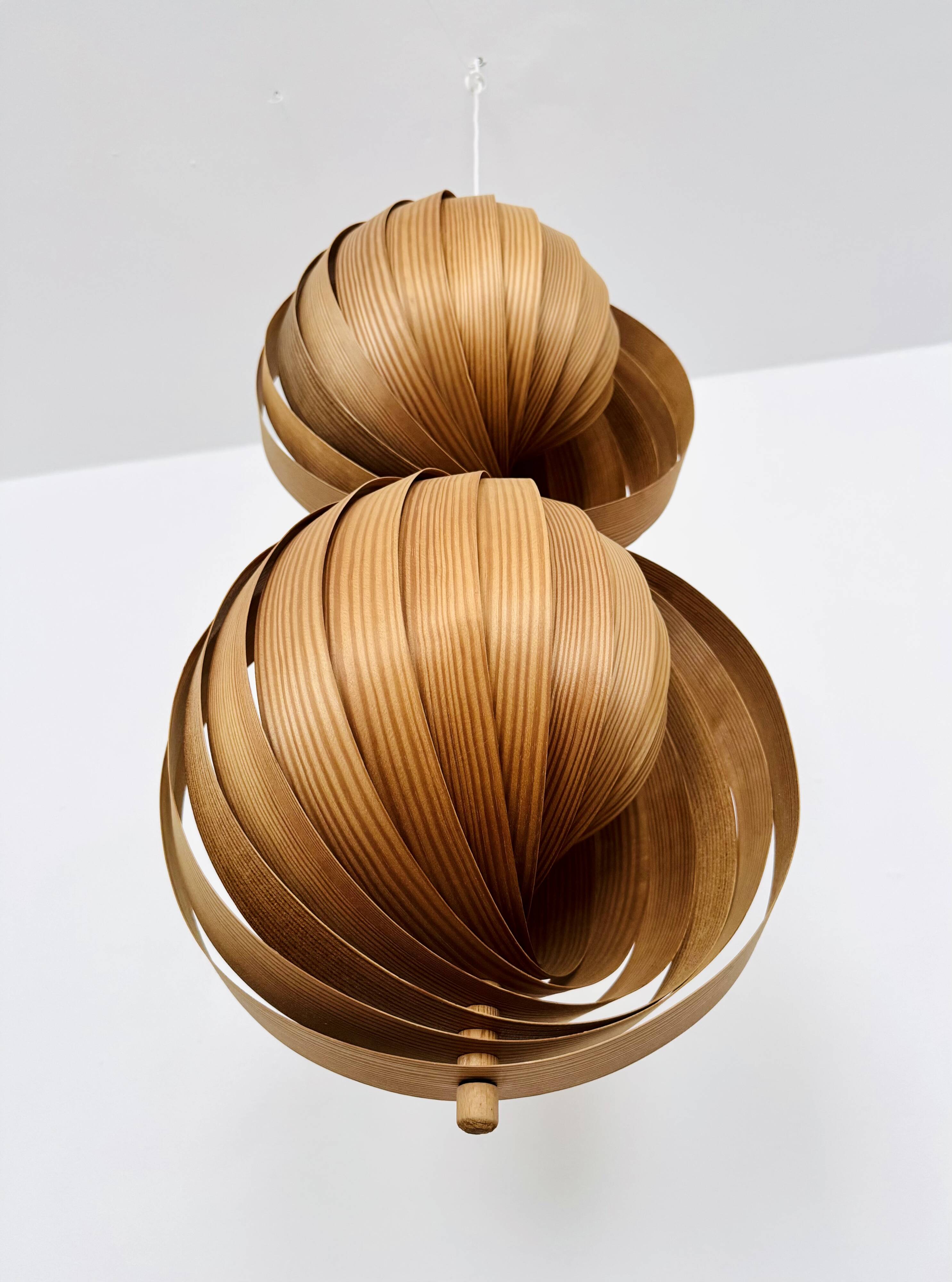 Wooden Double Moon Pendant Lamp