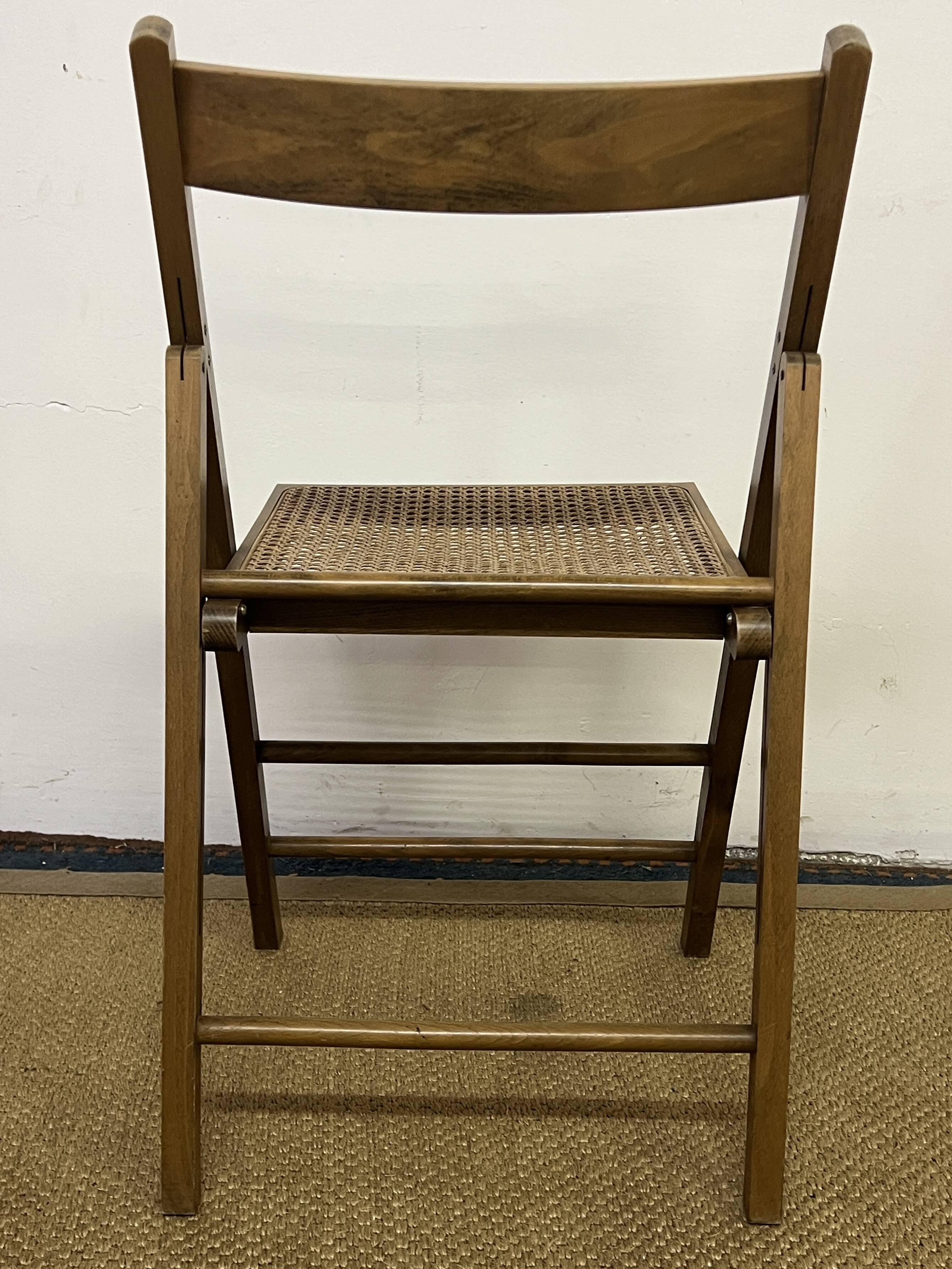 Vintage wooden and cane folding chair