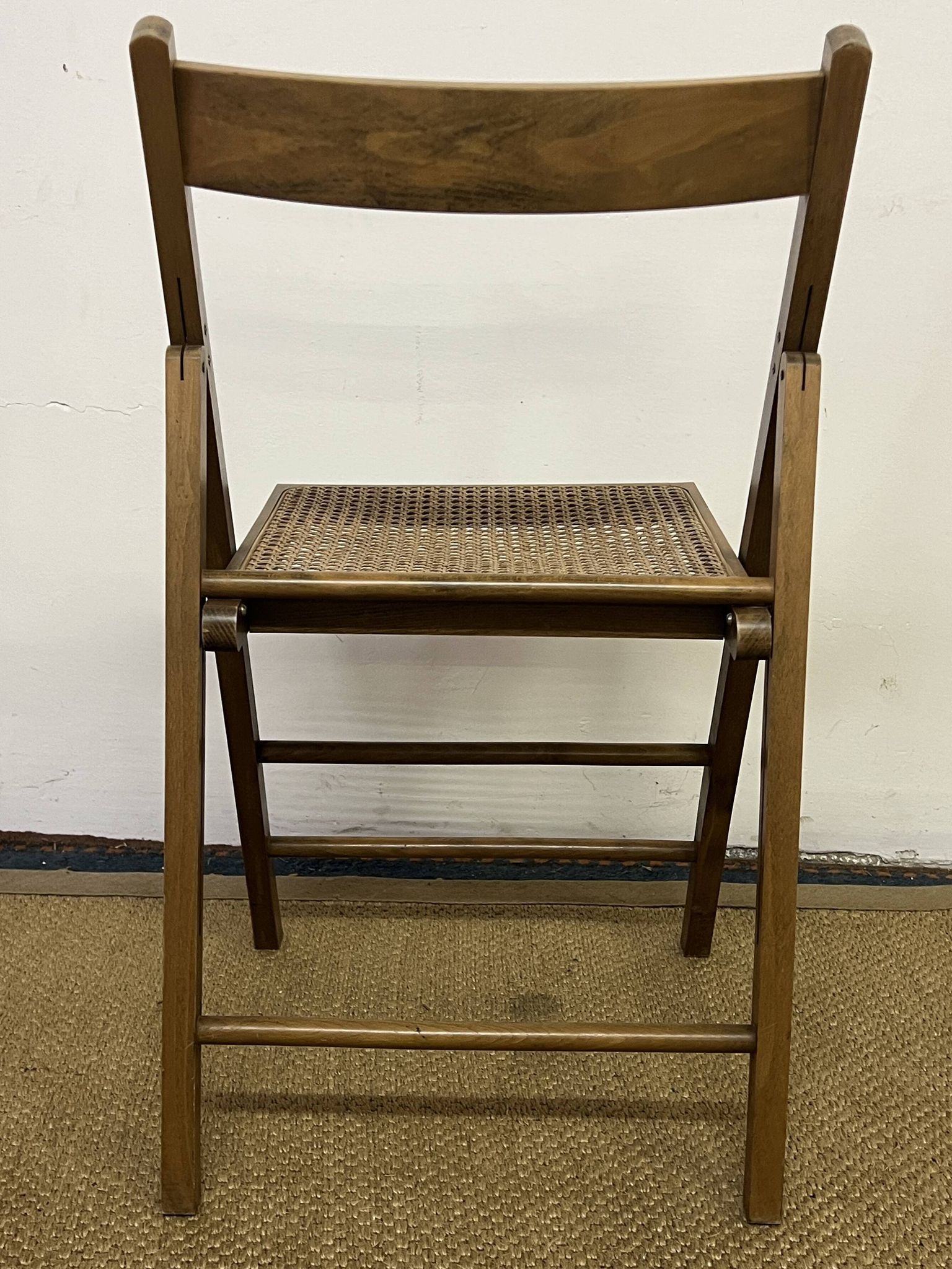 Vintage wooden and cane folding chair