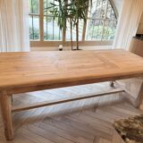 Solid oak farmhouse table with 2 drawers