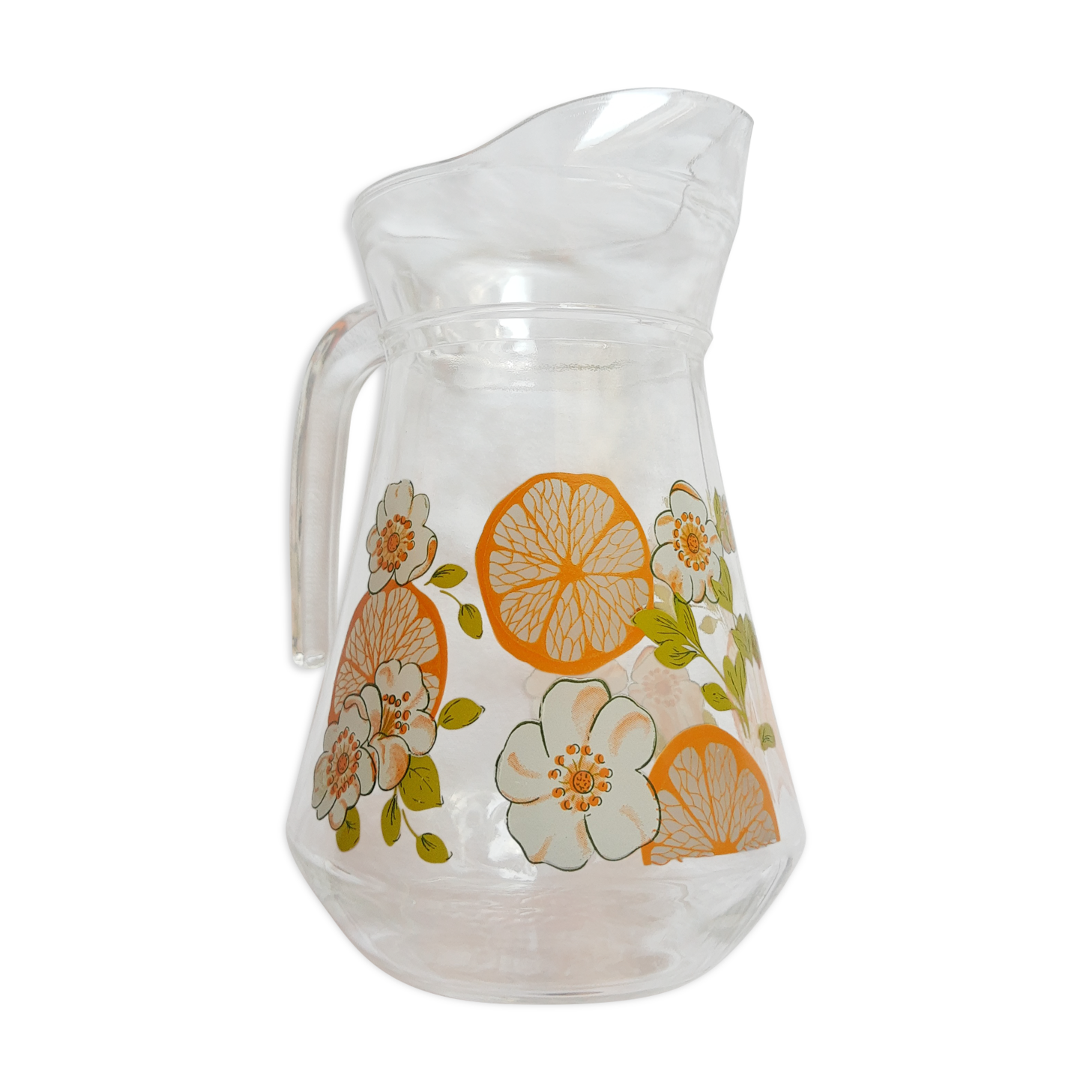 Carafe patterns flowers in glass -vintage