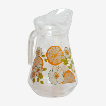 Carafe patterns flowers in glass -vintage