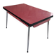 Table de cuisine vintage en formica framboise – 2 tiroirs & 2 rallonges – a