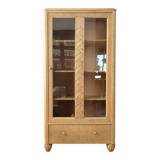 Renovated Parisian art deco solid wood display case