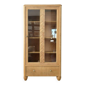 Renovated Parisian art deco solid wood display case