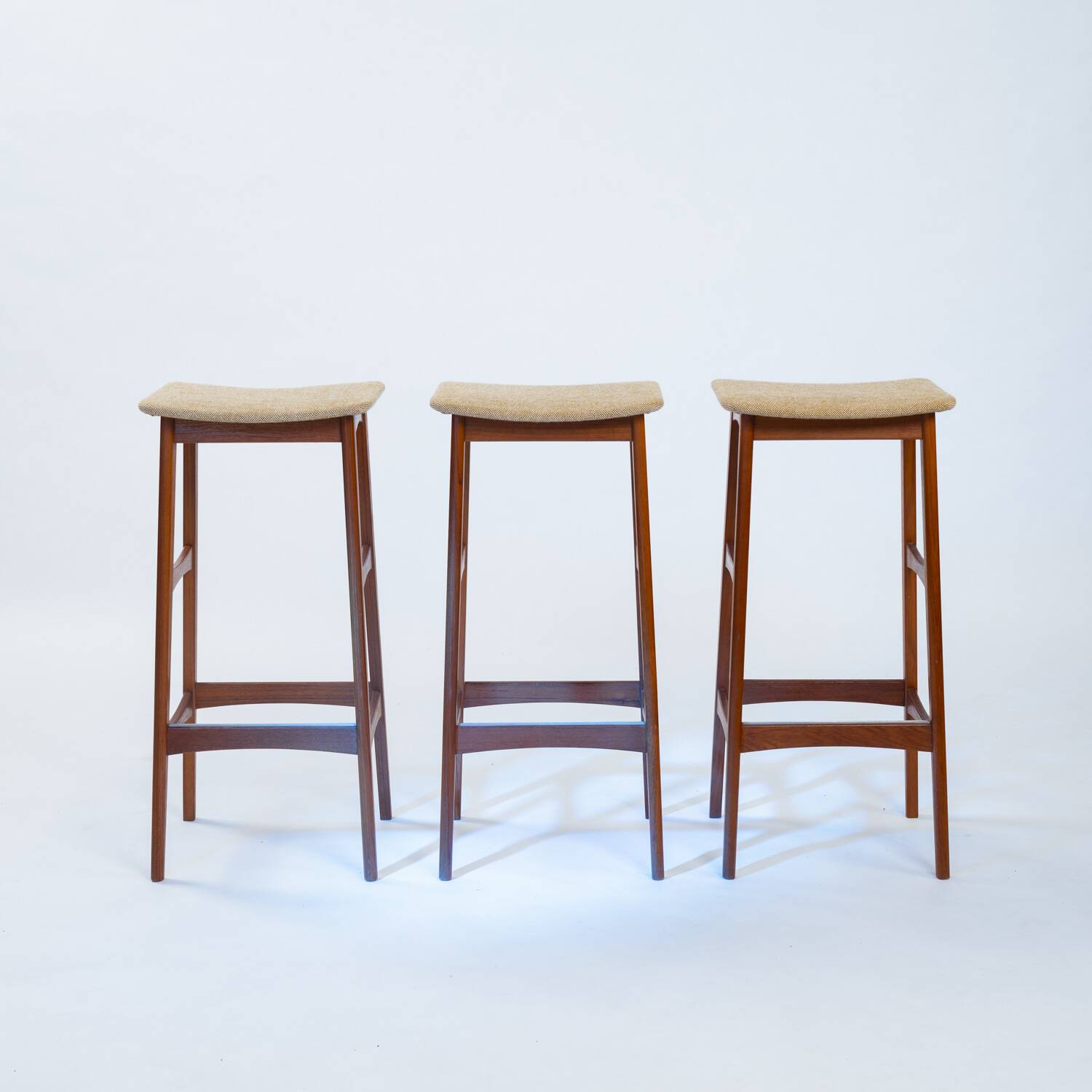 Eric Buch (Buck) Dyrlund teak bar stool, set of 3, Denmark 1960s
