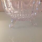 Globe candy box on tripod legs in chiseled glass / vintage 60s-70s