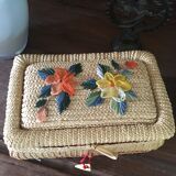 Woven straw sewing box