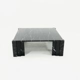 Large italian modern black marble coffee table 1970s