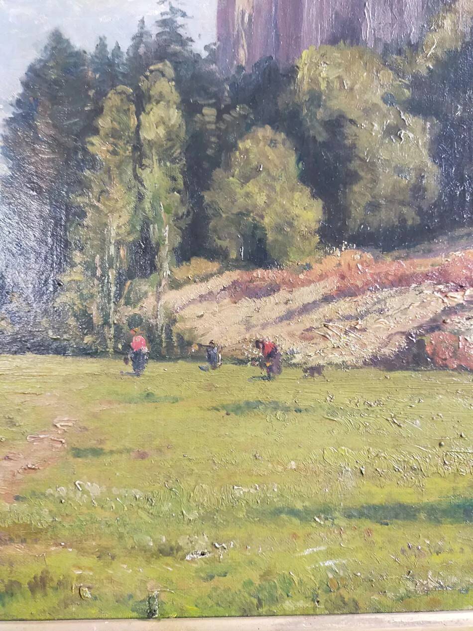 Ernest Victor Hareux (1847-1909) Oil on canvas painting Mountain landscape