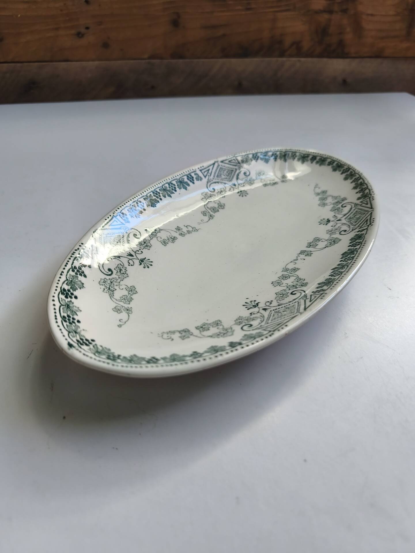 Ravier KG Lunéville Caumartin blanc et décor bleu vert