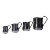 Set of 4 vintage bar measures in brushed stainless steel from the 60s-70s.