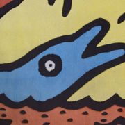Vintage 'Dolphin Ride' rug designed by Keith Haring, 1990s