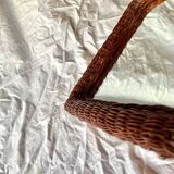 Vintage rectangular woven rattan wall mirror