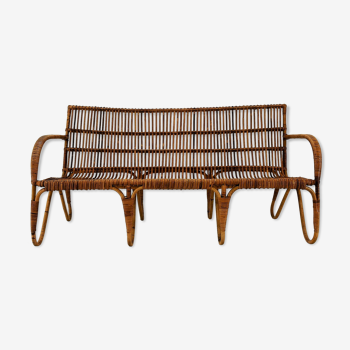 Italian bamboo and rattan sofa ,1965s