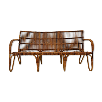 Italian bamboo and rattan sofa ,1965s