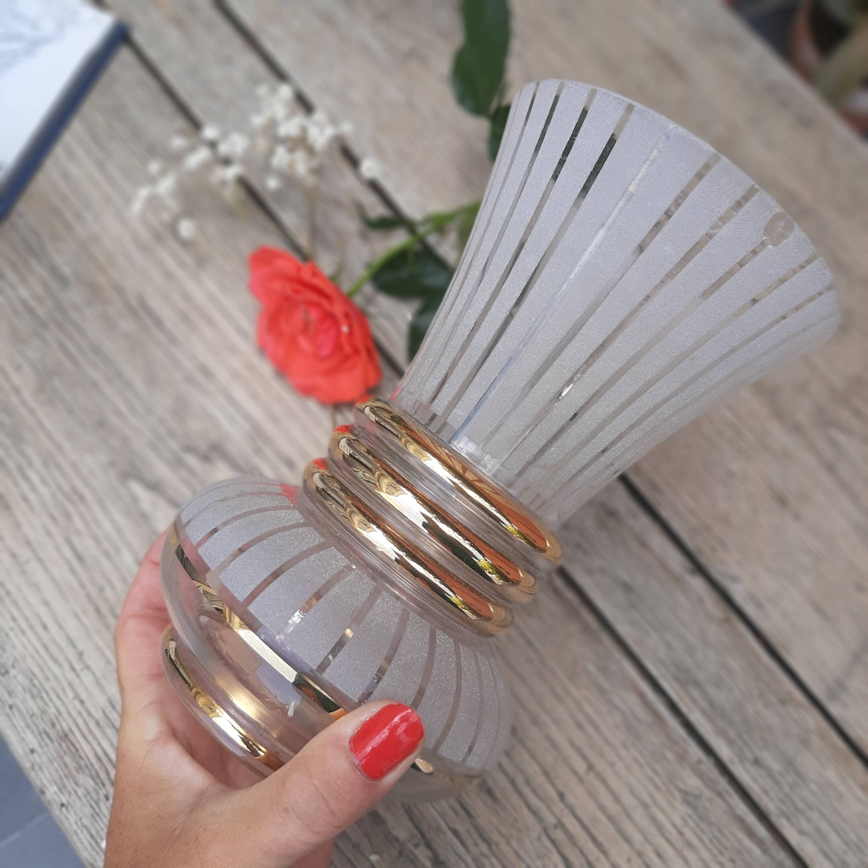 Granite and gilded glass vase 50s