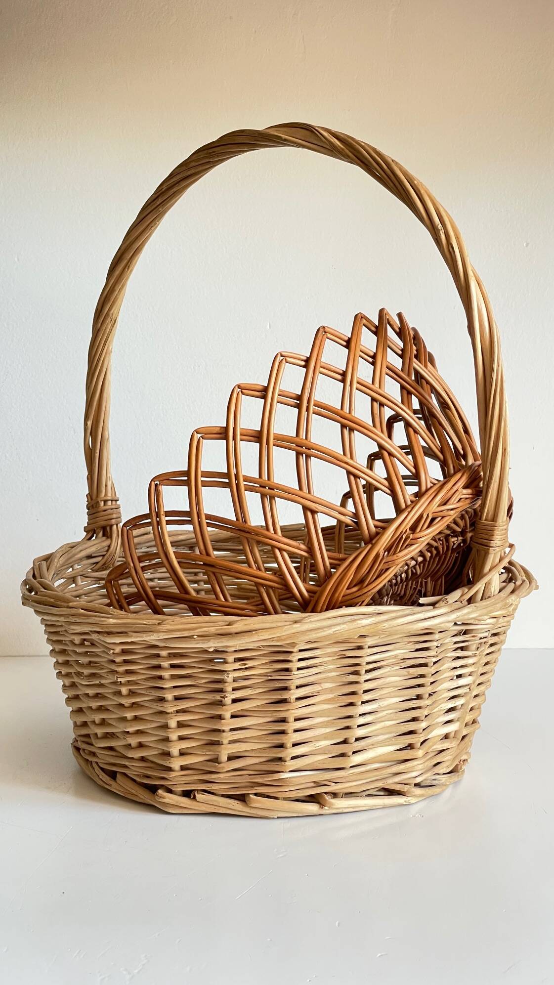 Set of 2 vintage rattan baskets