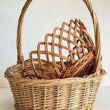 Set of 2 vintage rattan baskets