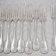 Christofle Cluny, 8 table forks, 20.5 cm, silver-plated metal, excellent condition.