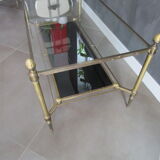 Coffee table 70's glass and brass Hollywood regency style
