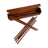 Set of 10 pairs of chopsticks and wooden box