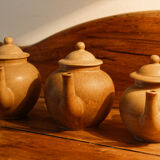 Set of 3 sandstone teapots