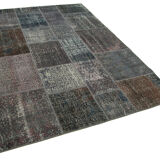 Handmade Oriental Contemporary 170 cm x 240 cm Grey Patchwork Carpet