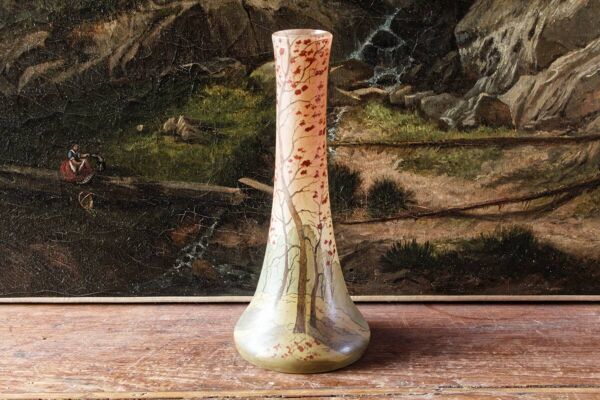 Vase soliflore en verre émaillé, Legras