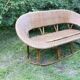 Rattan and wicker bench, vintage
