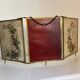 Vintage 1900s triptych barber mirror JB gilt burgundy - 30 x 67 cm