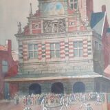 Vue du Waag à Alkmaar aux Pays-Bas. Aquarelle, Charles CERNY (1892 - 1965 )
