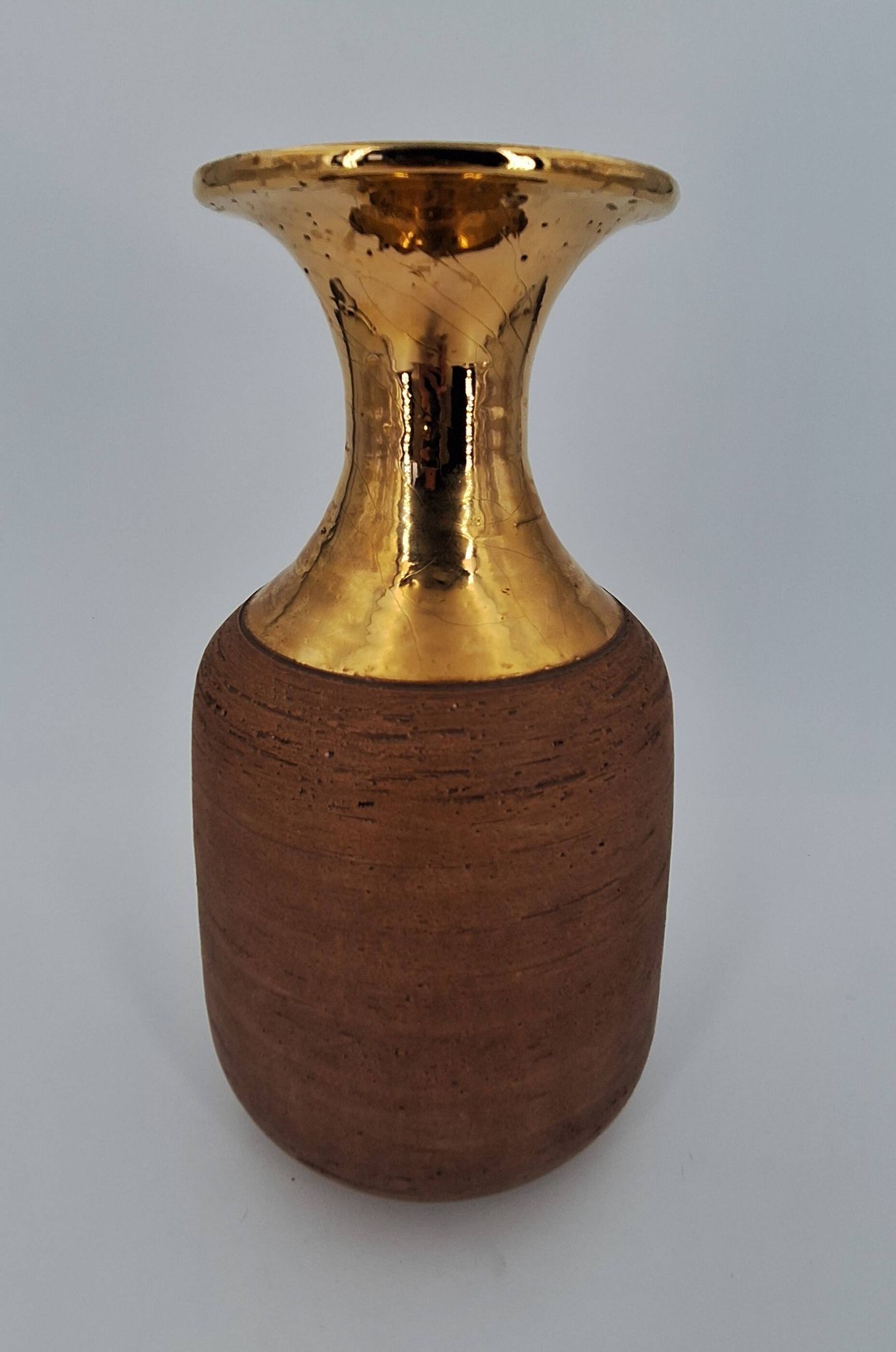 Vase en grès chamotté brut émaillé d'or, Italie, Bitossi pour Raymor, circa 1960/1970