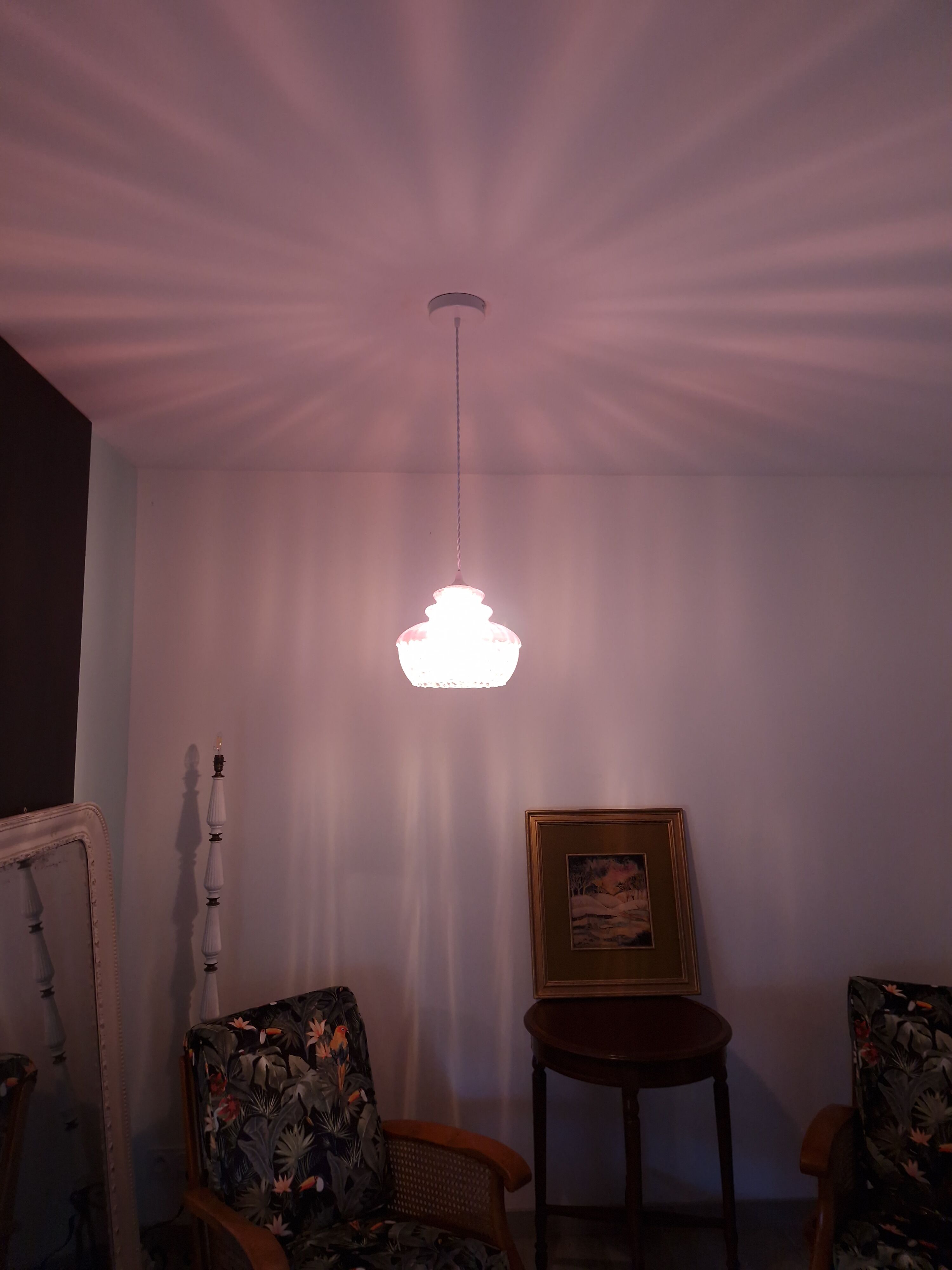 Vintage pendant lamp in pink glass